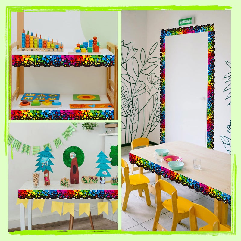 ERKE 60 Feet Bulletin Board Borders, Scalloped Confetti Rolled Border Trim Decorate Bulletin Boards, Walls, Desks, Windows, Doors for School, Classroom & Offices - Image 4