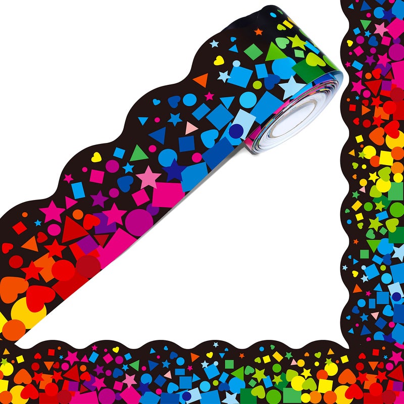 ERKE 60 Feet Bulletin Board Borders, Scalloped Confetti Rolled Border Trim Decorate Bulletin Boards, Walls, Desks, Windows, Doors for School, Classroom & Offices - Image 1