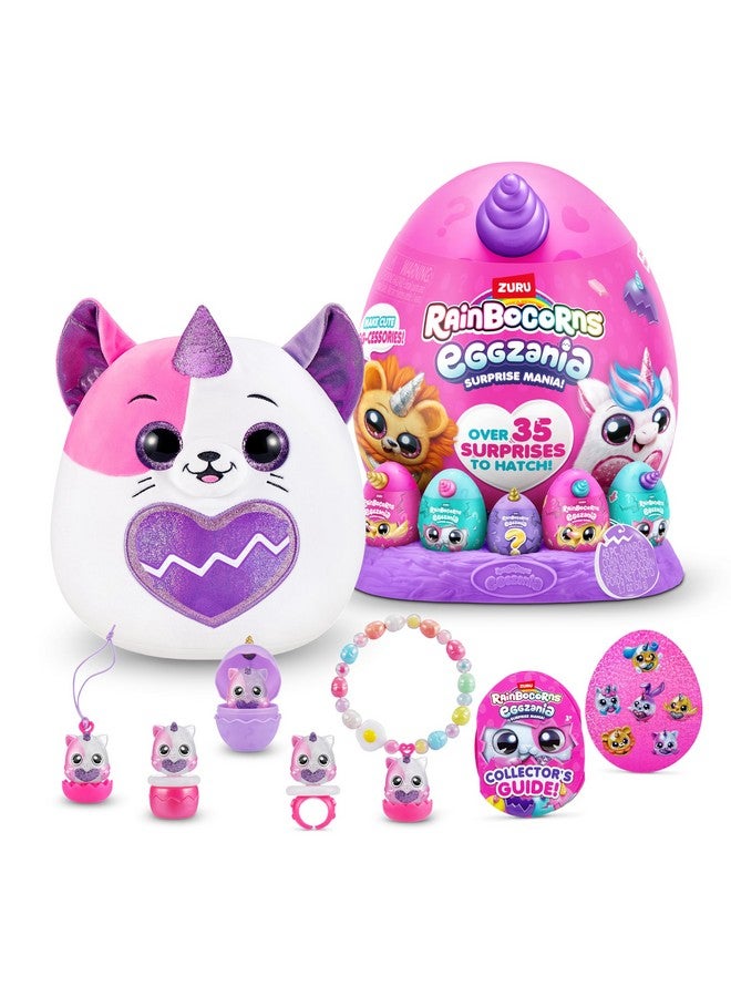 Rainbocorns Rainbocorns Eggzania Surprise Mania Series 1 (Kitten) by ZURU, Collectible Plush Stuffed Animal, 5 Mini Eggs, Stickers, DIY Jewelry, Slime, Ages 3+ for Girls, Children - Image 1