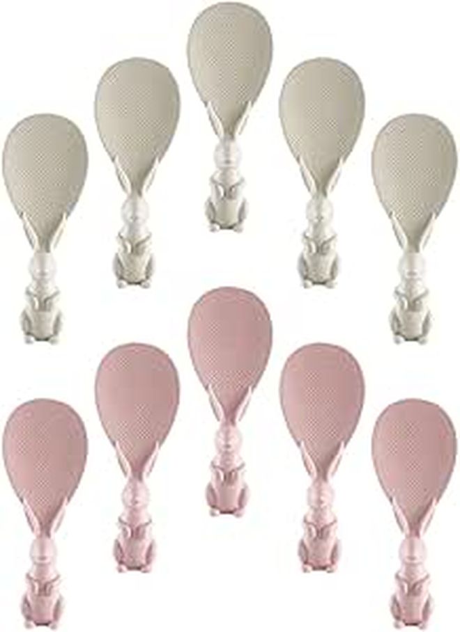 Heat Resistant Rice Spoons Non Stick Bunny Design Wheat Straw PP Material Beige Pink - Image 1