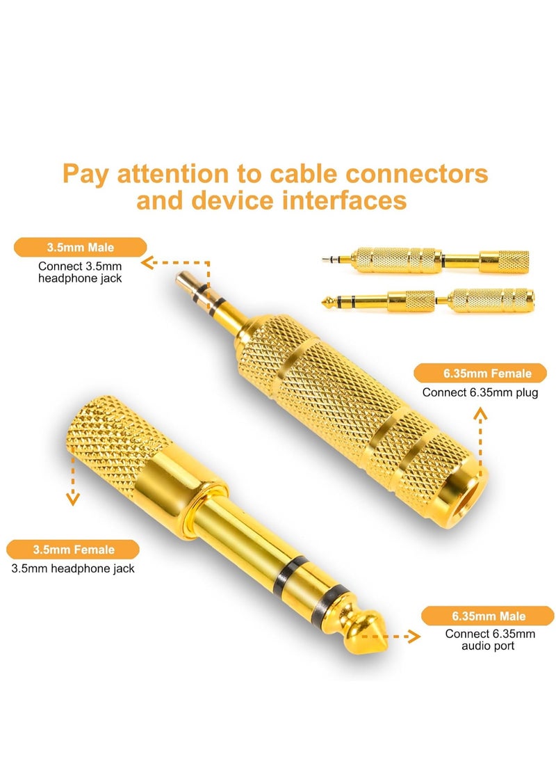 10 Pack Headphone Jack 3.5mm (1/8 inch) Male to 6.35mm(1/4 inch) Female Adapter and 6.35mm（1/4） to 3.5mm(1/8) Audio Adapter,Stereo Audio Jack Adapter for Player, Headphone,Guitar Amplifier,Gold. - Image 4
