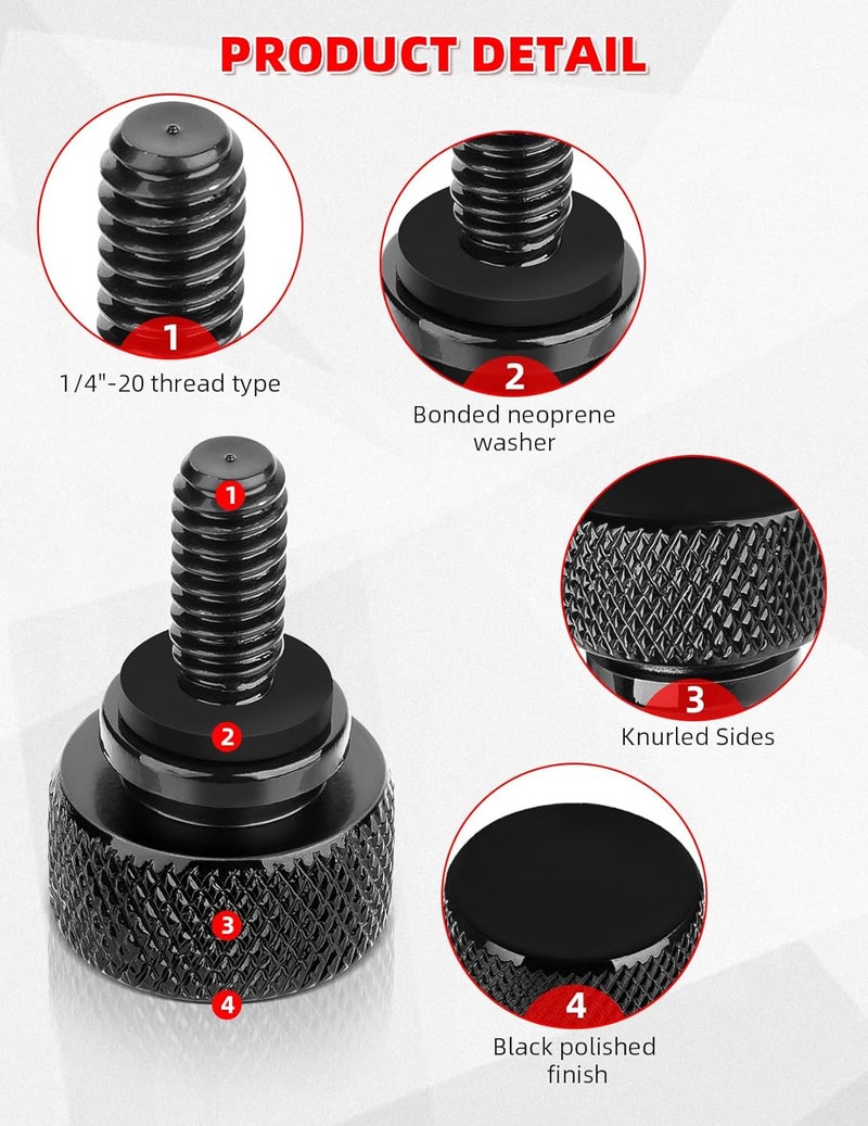 Amazicha Black Seat Bolt Screw Stainless Steel Quick Install 1/4"-20 Compatible for Harley Touring Softail Sportster Dyna Street Glide Road Glide Ultra Glide 1996-2022, 2PCS - Image 4