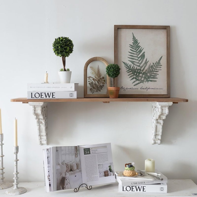 Chadechimo Set of 2 Corbels for Shelves Decorative Wood Shelf Brackets, L10.63 x W3.15 x H11.22 Inch, Farmhouse Wood Corbels Distressed Floating Shelves Brackets for Home Decor - Image 5