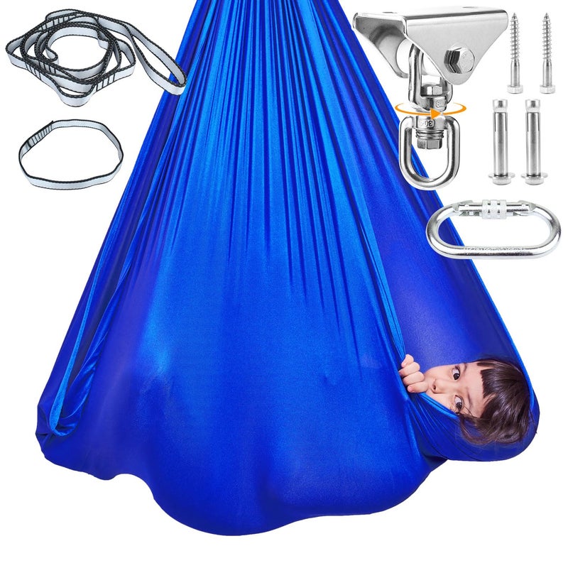 DOI IRON Sensory Swing for Kids with 360Â° Swivel Hook, Saggy-Resistant Double-Layer Fabric Indoor/Outdoor Cocoon Therapy Swing for Autism, Yoga & Play - Image 1