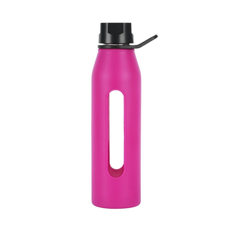 Takeya 22 Ounce Classic Glass Water Bottle with Silicone Sleeve and Twist Cap Fuchsia - Image 2