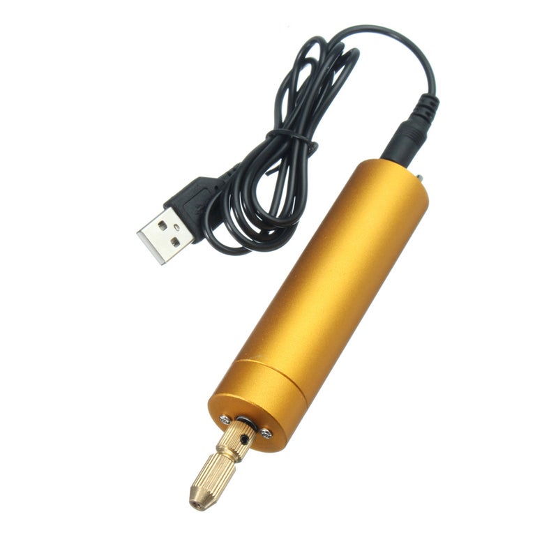 5V DC Mini Aluminum Electric Motor Hand Drill + 10Pcs Twist Bits DIY for Wood PCB - Image 4