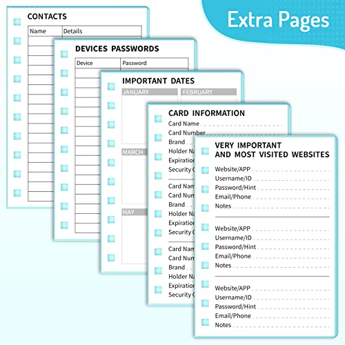 Forvencer Password Book with Individual Alphabetical Tabs, 4"x5.5" Small Password Notebook, Spiral Password Keeper, Internet Address and Password Organizer, Password Logbook for Home Office, Sky Blue - Image 4