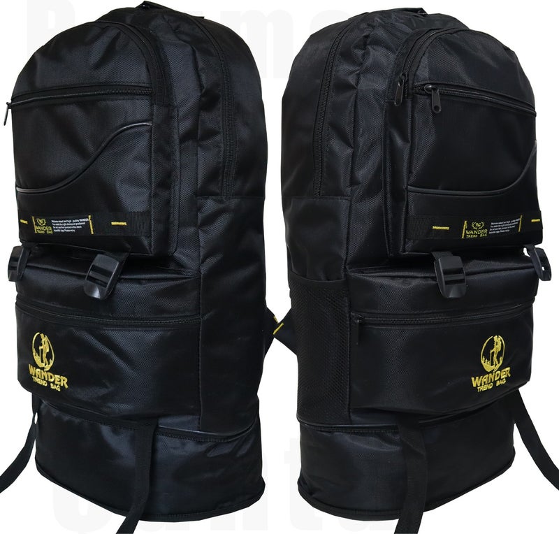 Mountaineer Backpack, Gusseted Mountaineer Bag, Mountaineer Camping Bag, (Black)