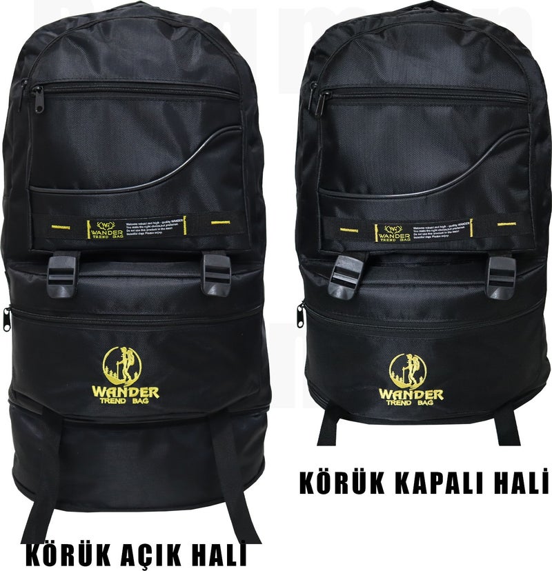 Mountaineer Backpack, Gusseted Mountaineer Bag, Mountaineer Camping Bag, (Black)