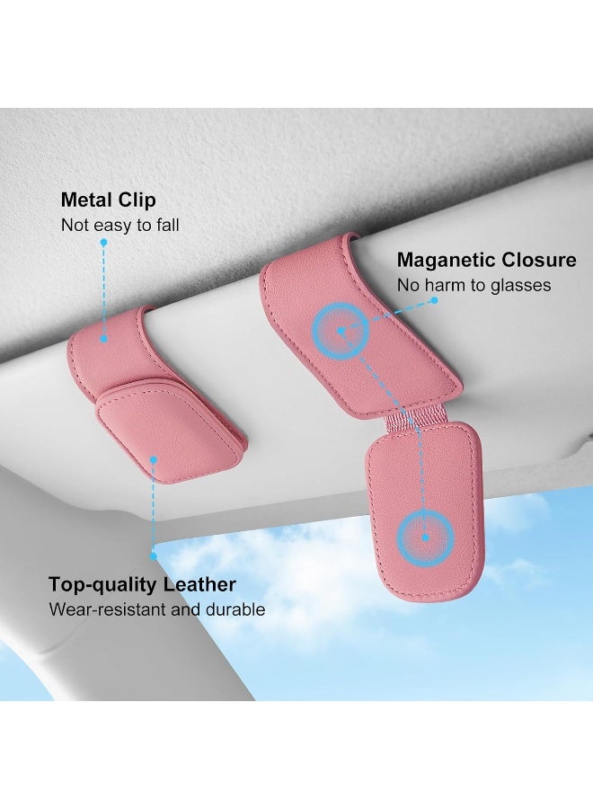 TCJJ Sunglasses Holders for Car Visor, Car Magnetic Glasses Holder Leather Sunglasses Clip and Ticket Card Clip - Image 4