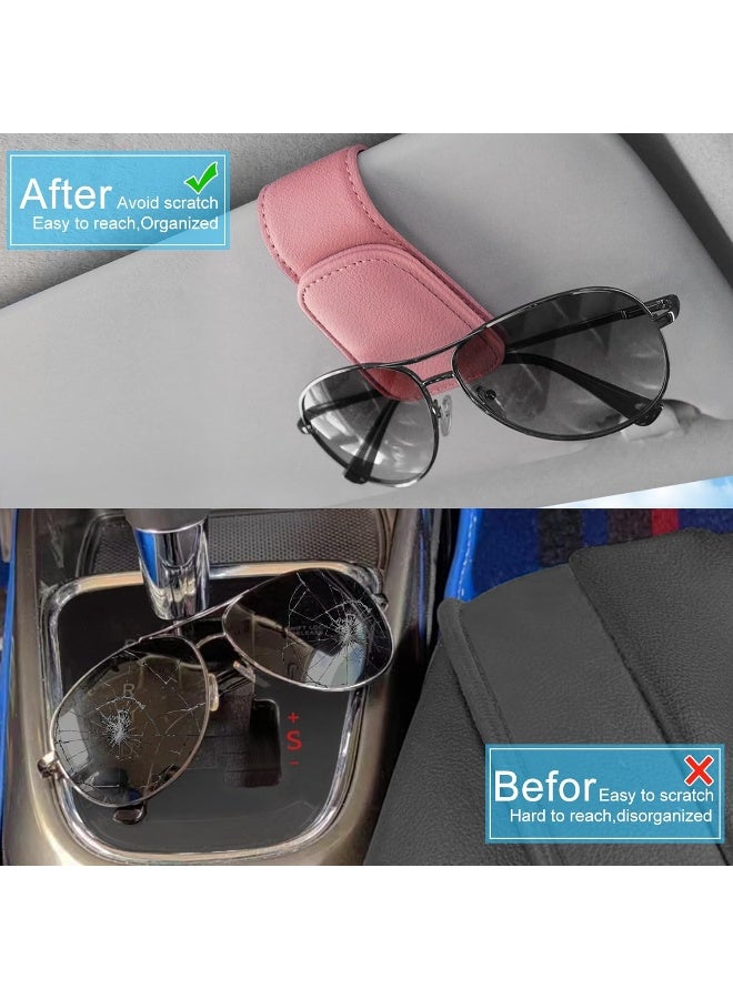 TCJJ Sunglasses Holders for Car Visor, Car Magnetic Glasses Holder Leather Sunglasses Clip and Ticket Card Clip - Image 5