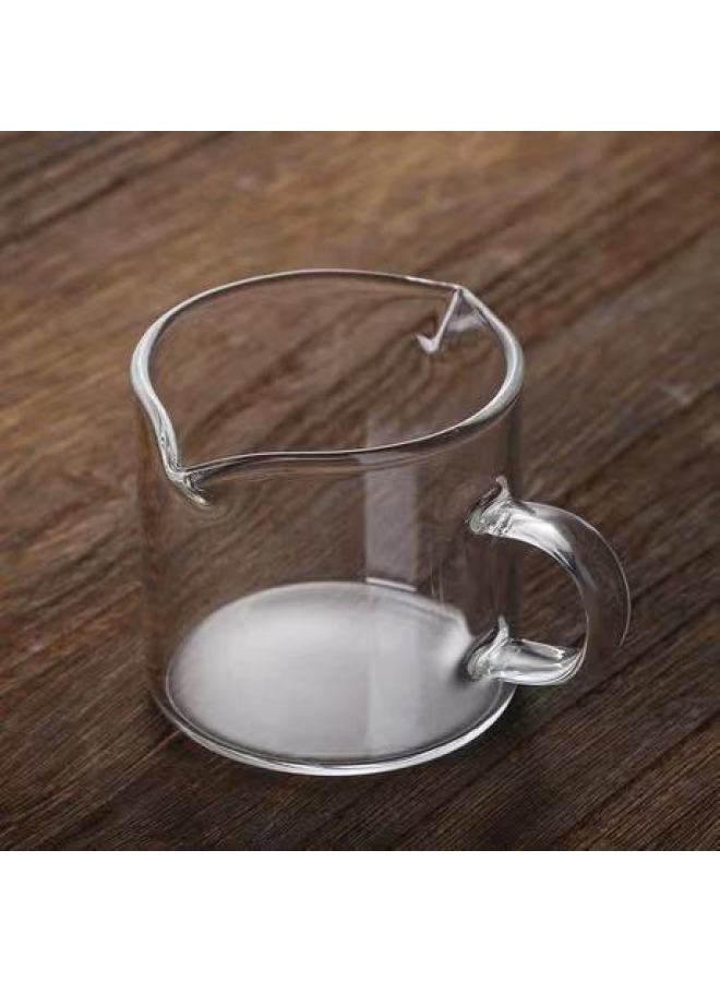 Double Mouth Side Wooden Handle Small Milk Cup High Borosilicate Glass Coffee Cup Small Milk Jar Household Scale Mini Milk Jar