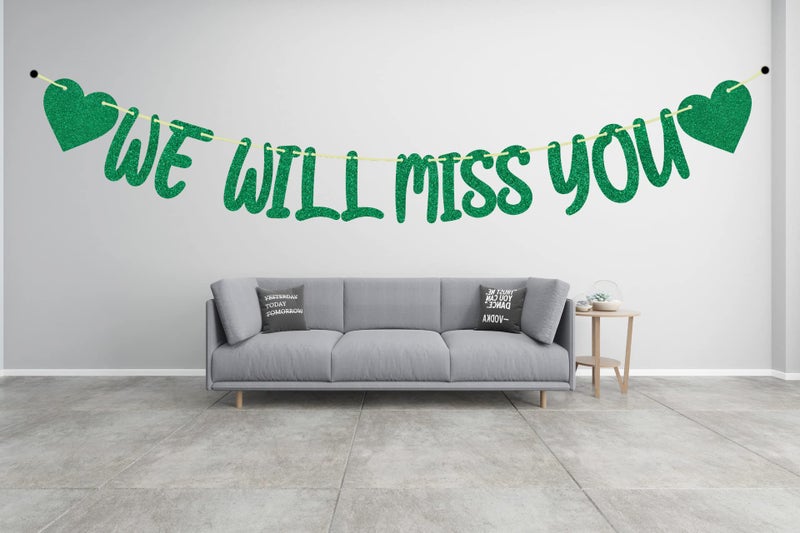 Festiko® We Will Miss You Banner Green Glitter, Congrats Grad 2022, Happy Retirement, Graduation Retirement/Job Change/Relocating/Graduation Party Supplies - Image 4