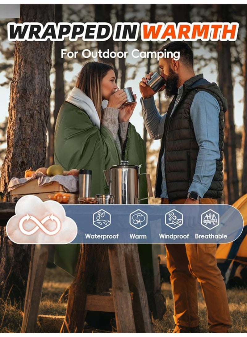 بي إس كيو مستلزمات الطوارئ | كيس نوم 210 سم × 75 سم | كيس نوم خفيف الوزن للتخييم من القطن | سميك مقاوم للرياح ودافئ | خفيف الوزن ومقاوم للماء | مصنوع من الألياف الدقيقة | مع حقيبة تخزين (أخضر) - Image 3