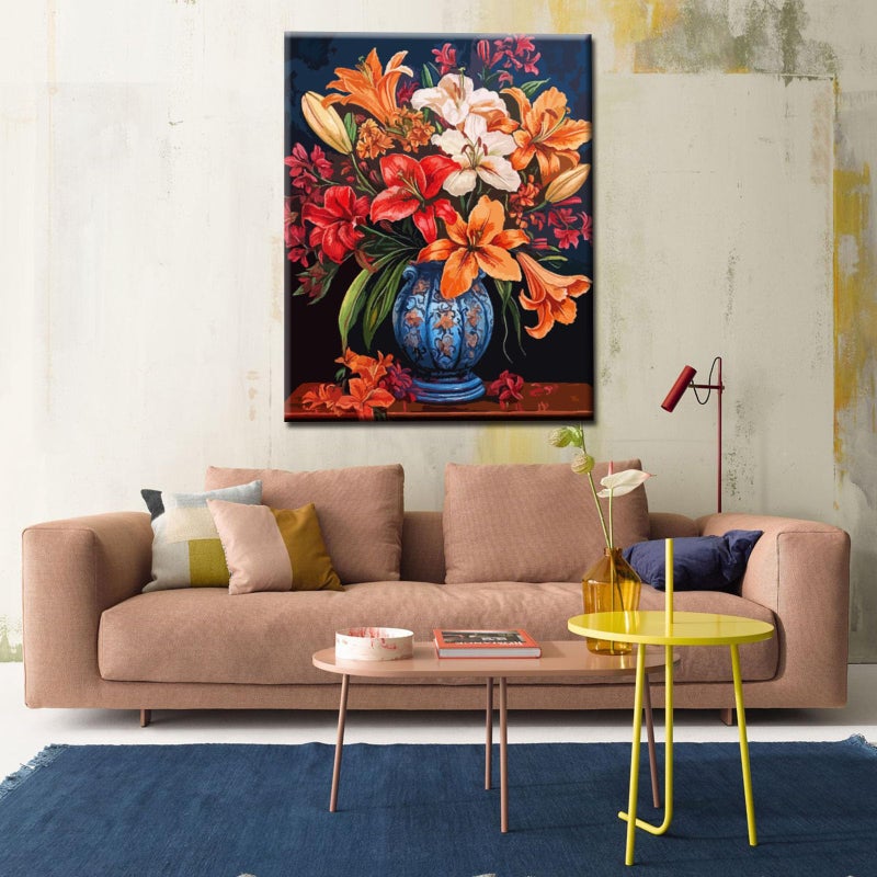 Tucocoo Lily Flowers DIY Paint by Numbers for Adults Colorful Blooming Flowers in Vase DIY Oil Painting Acrylic Paint Art Painting Kits Canvas with Acrylic Paint Floral Art 16x20 Inch ï¼ˆwithout Frame ï¼‰ - Image 3