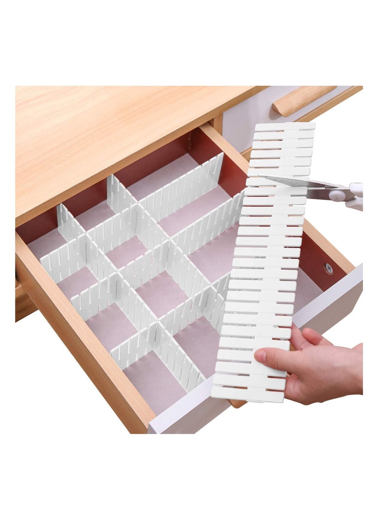 KASTWAVE Drawer Divider, KASTWAVE Adjustable DIY Storage Organizer Separator for Tidying Clutter Cutlery Makeup Clothes of Dresses, Desk & Box in Kitchen Bathroom Bedroom Office Cut at Will (16 pcs) - Image 1