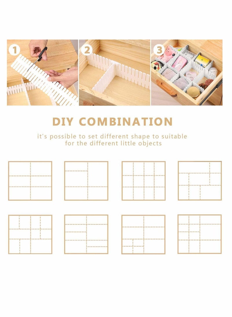 KASTWAVE Drawer Divider, KASTWAVE Adjustable DIY Storage Organizer Separator for Tidying Clutter Cutlery Makeup Clothes of Dresses, Desk & Box in Kitchen Bathroom Bedroom Office Cut at Will (16 pcs) - Image 4