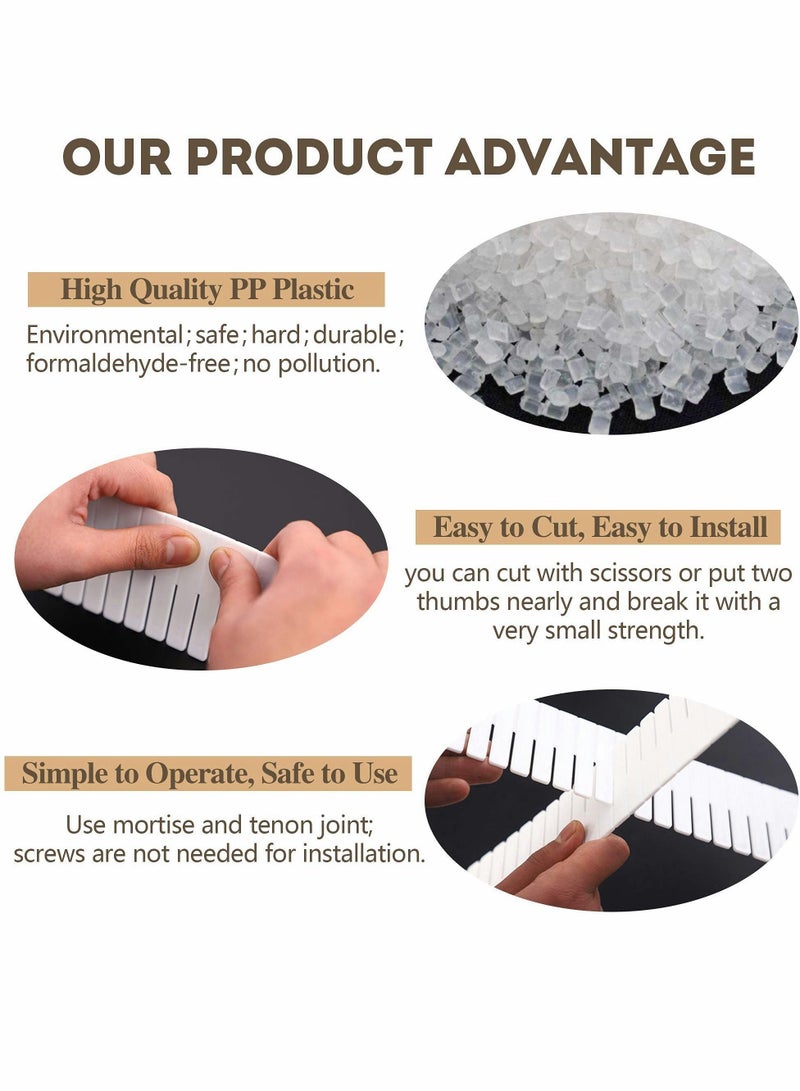 KASTWAVE Drawer Divider, KASTWAVE Adjustable DIY Storage Organizer Separator for Tidying Clutter Cutlery Makeup Clothes of Dresses, Desk & Box in Kitchen Bathroom Bedroom Office Cut at Will (16 pcs) - Image 5