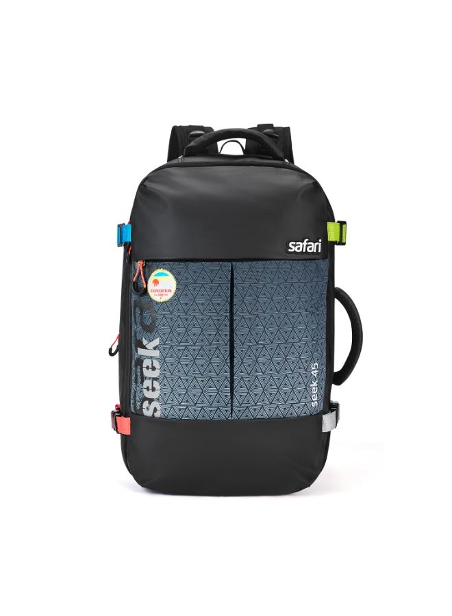 Safari Seek 45L Laptop Backpack Bag for Men and Women, School/College/Office Bag for Boys & Girls, Expandable Overnighter Casual Hiking Travel Bag with Suitcase Compartment, Color-Black - Image 1
