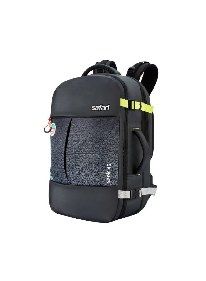 Safari Seek 45L Laptop Backpack Bag for Men and Women, School/College/Office Bag for Boys & Girls, Expandable Overnighter Casual Hiking Travel Bag with Suitcase Compartment, Color-Black - Image 4