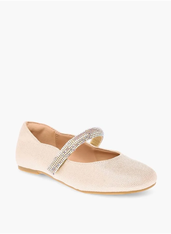 Celeste Girls Embellished Ballerina Shoes With Hook And Loop Closure