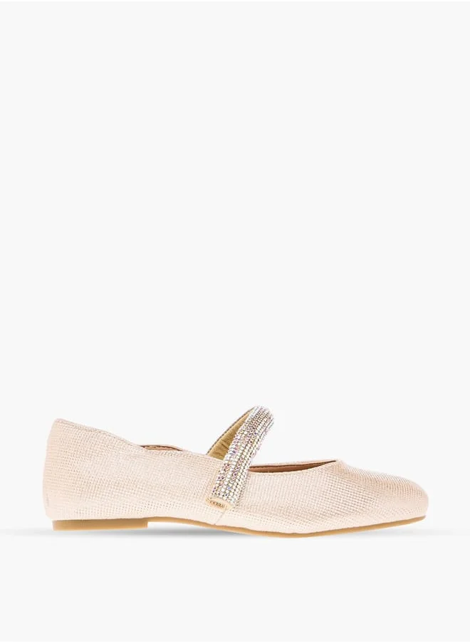 Celeste Girls Embellished Ballerina Shoes With Hook And Loop Closure