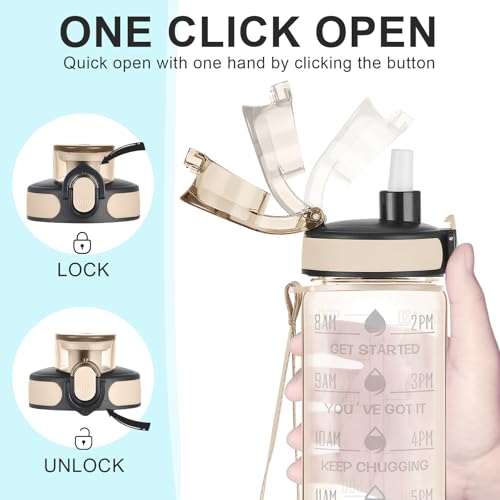Enerbone Water Bottle, Leakproof BPA & Toxic Free, Motivational Water Bottle with Times to Drink and Straw, Fitness Sports Water Bottle with Strap for Office, Gym, Outdoor Sports - Image 4