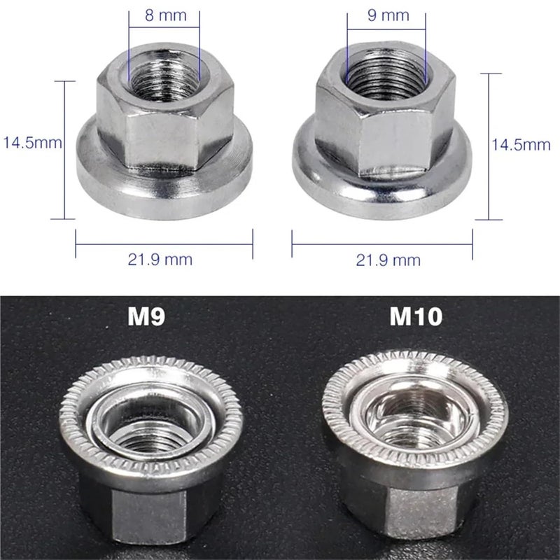 مسامير قاعدة العجلات (Lug Nuts)، 30 قطعة، من الفولاذ المقاوم للصدأ، لعجلات الدراجات والسيكلات، بأحجام M9/M10، مزودة بنمط مانع للانزلاق (M10) - Image 4