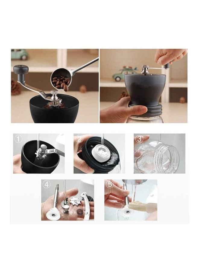 NIBEMINENT Manual Coffee Grinder with Two Glass Jars Black 730grams - Image 4