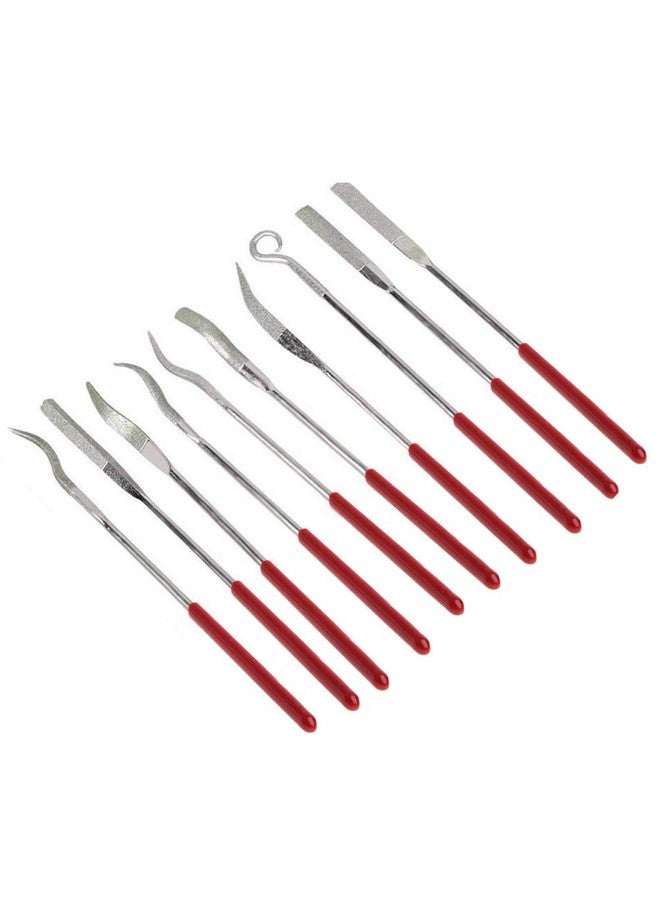 ياكاموز مجموعة ملفات ياكاموز الصغيرة المتنوعة من 10 قطع، مبردات مسدسات صغيرة بإبرة مسطحة، مربعة الشكل، دائرية، للمجوهرات المعدنية والزجاجية والخشبية، أداة منحنية يدوية - 3×140 مم - Image 3