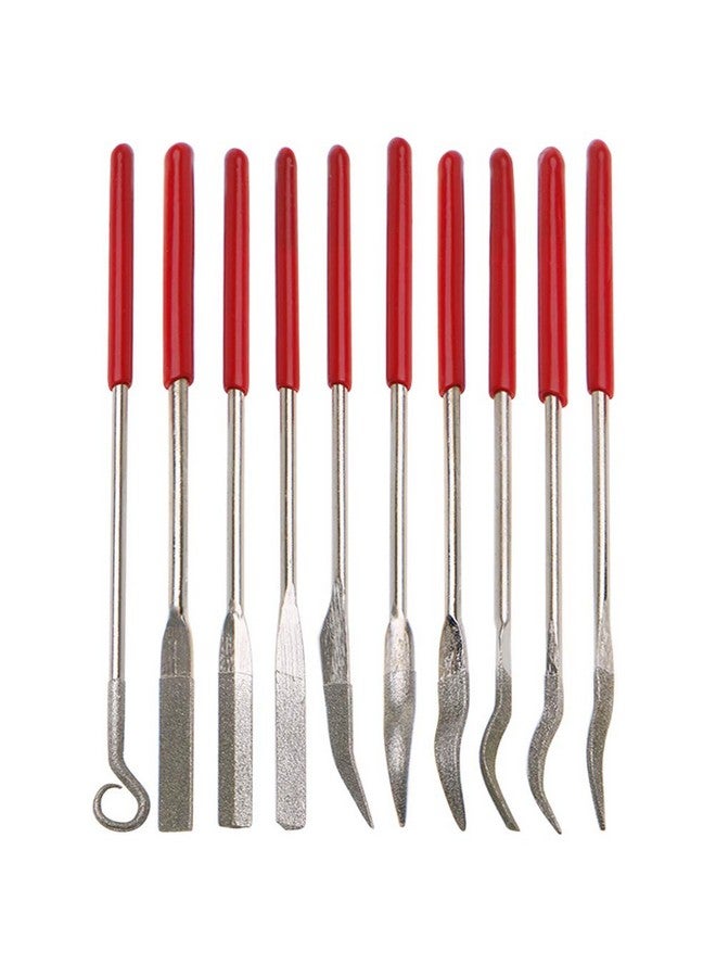 ياكاموز مجموعة ملفات ياكاموز الصغيرة المتنوعة من 10 قطع، مبردات مسدسات صغيرة بإبرة مسطحة، مربعة الشكل، دائرية، للمجوهرات المعدنية والزجاجية والخشبية، أداة منحنية يدوية - 3×140 مم - Image 1
