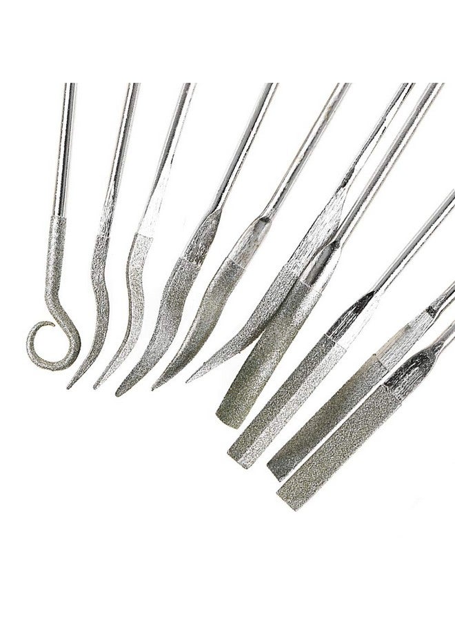 ياكاموز مجموعة ملفات ياكاموز الصغيرة المتنوعة من 10 قطع، مبردات مسدسات صغيرة بإبرة مسطحة، مربعة الشكل، دائرية، للمجوهرات المعدنية والزجاجية والخشبية، أداة منحنية يدوية - 3×140 مم - Image 4