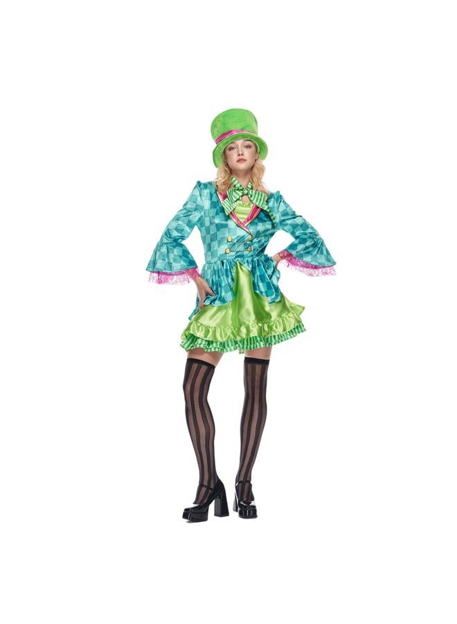 EraSpooky Adult Women Hatter Costume Mad Tea Party Halloween Cosplay with Bowtie Top Hat - Image 4