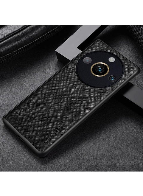Realme 11 Pro Plus 5G case for, TPU + Leather + Rear Camera Protector 3 In 1 —Anti Scratch Handmade Case for Realme 11 Pro+ (Black)