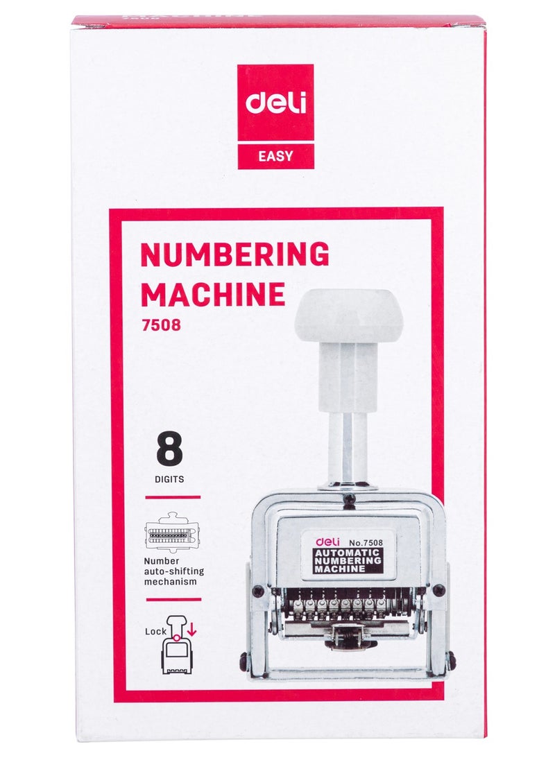 Deli - Deli E7508 Numbering Machine 8 Digits with Ink Bottle and 2 Dry Pads, Automatic, Lock Design. - Image 1