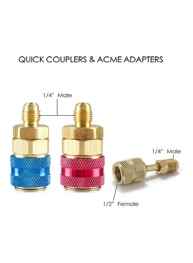 NIBEMINENT 3 Way Gauge For R134A R12 R22 R502 Refrigerants With Couplers And Acme Adapter - Image 3