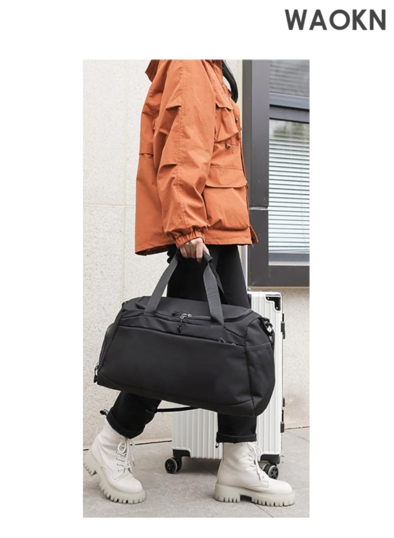 WAOKN Travel Large Capacity Duffel Tote Bag for Women Men,Foldable Portable Expandable Moving Bag,Fashion Sports Fitness Gym Yoga Luggage Crossbody Handbag,Portable Independent Shoe Compartment Yoga Bag  - Image 4
