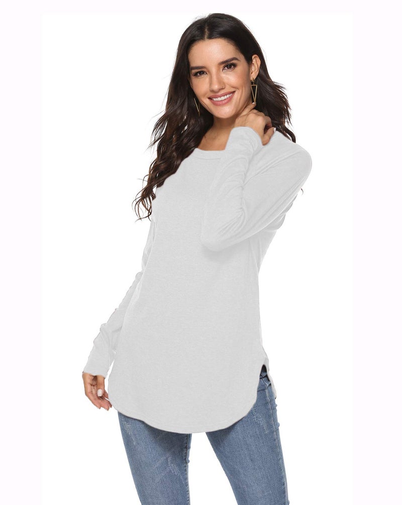 Newchoice Womens Tunic Tops to Wear with Leggings,Round Neck Casual Blouses Shirts (XXL,White) - Image 4