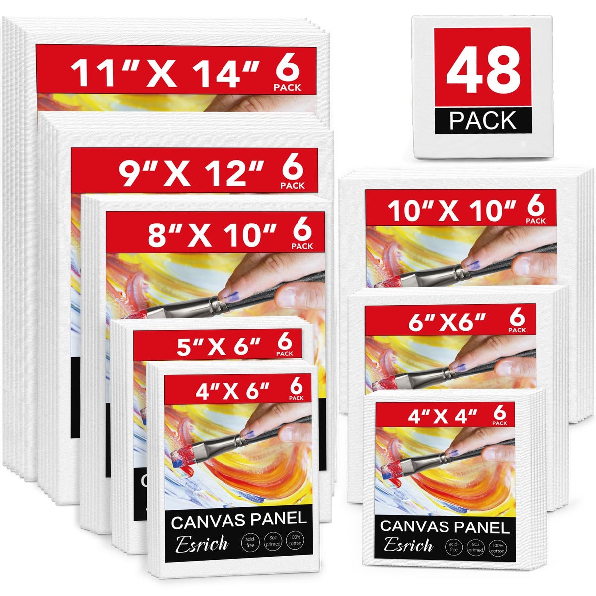 ESRICH ESRICH 48 Pack Canvas Boards for Painting ...