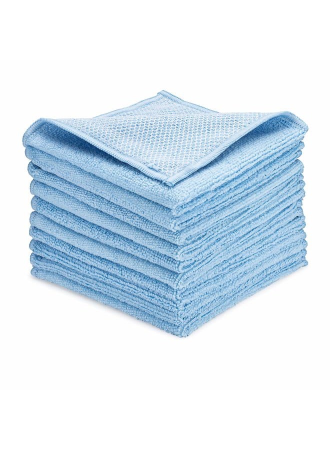 Zflow Ventures Microfiber Dish Cleaning Cloth in Blue - Dish Rags Kitchen Cleaning Cloths with Poly Scour Mesh Scrubbing Side - 10 Pack 12"x12"… - Image 1