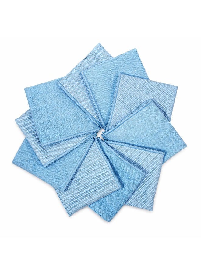 Zflow Ventures Microfiber Dish Cleaning Cloth in Blue - Dish Rags Kitchen Cleaning Cloths with Poly Scour Mesh Scrubbing Side - 10 Pack 12"x12"… - Image 2