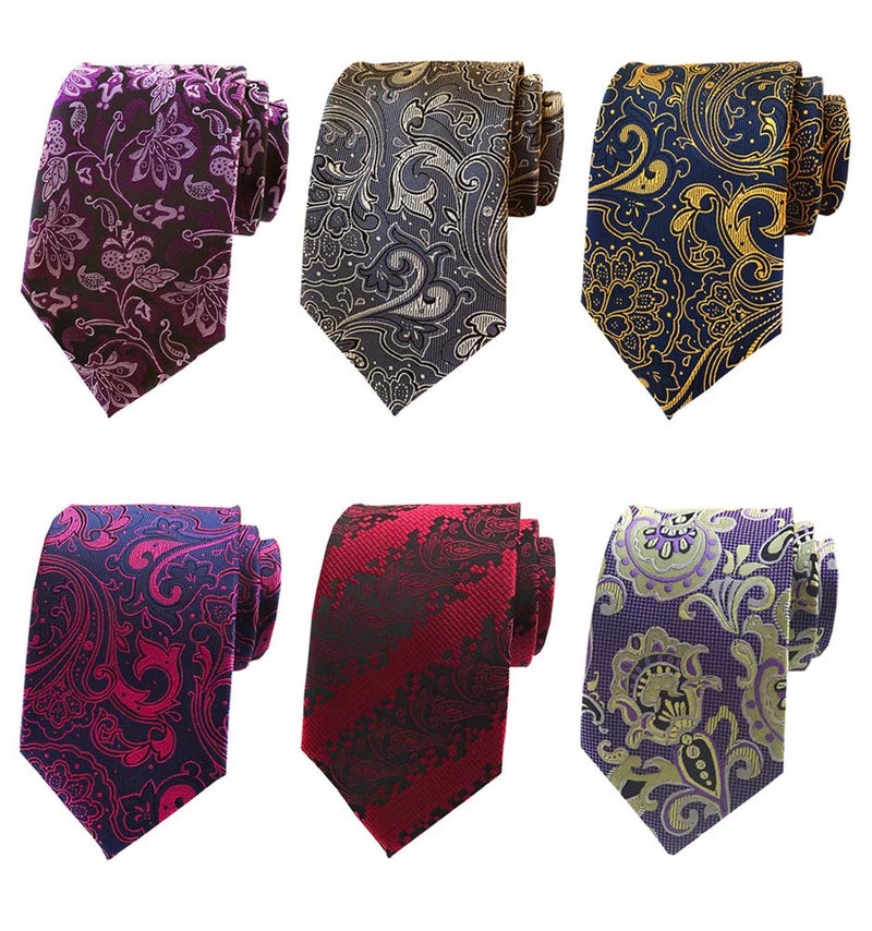 Adulove Men's Necktie Classic Silk Tie Woven Jacquard Neck Ties 6 PCS - Image 2