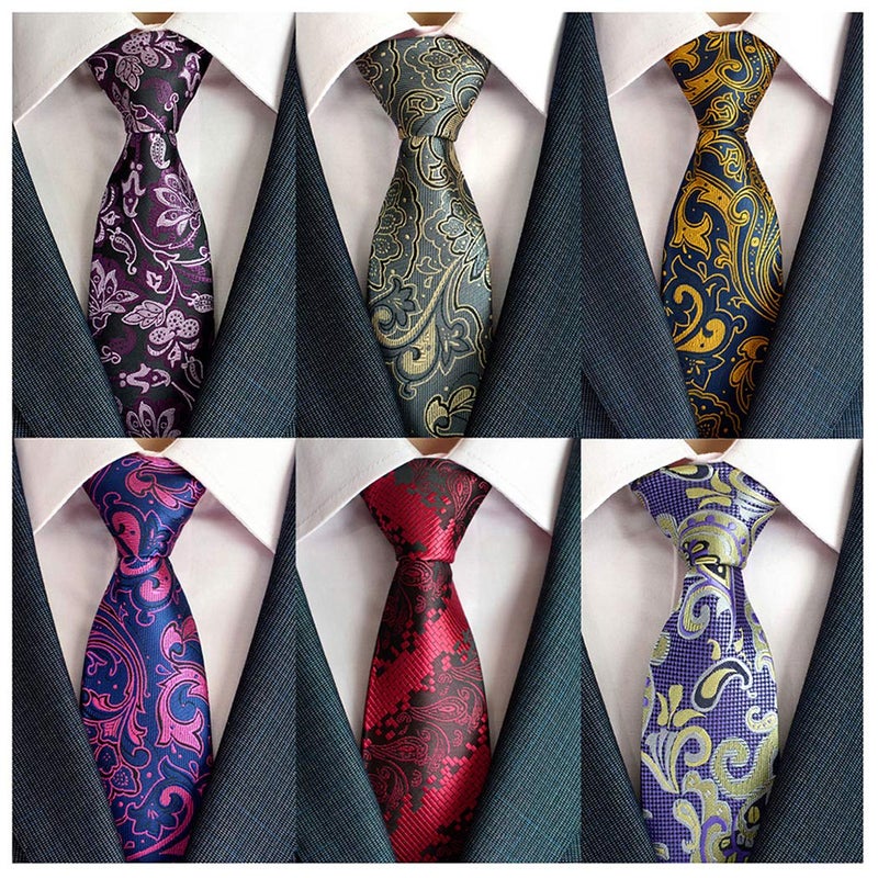 Adulove Men's Necktie Classic Silk Tie Woven Jacquard Neck Ties 6 PCS - Image 1