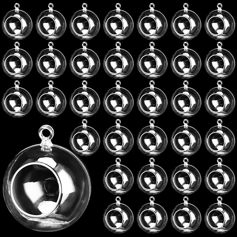 MANCHAP مانشيب 60 قطعة 315 بوصة 80 مم كرات أكريليك شفافة معلقة قابلة للتعبئة لحامل نباتات الهواء للفنون اليدوية زينة الزفاف والحديقة