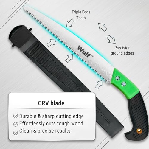 Wulf Tools 12-Inch Pruning Saw for Wood & Branch Cutting | High Carbon Steel Hand Saw for Gardening, Tree Trimming & Camping | Ergonomic Grip, Sharp Triple-Cut Blade | Lightweight Garden Tool - Image 3