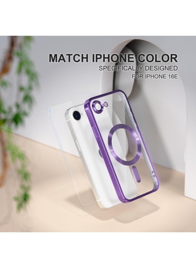 BORTONY iPhone 16e 2025 Case Cover Support with MagSafe Ultra-Thin Lightweight Clear Case With Tempered Glass For iPhone 16e 6.1-inch - Image 3