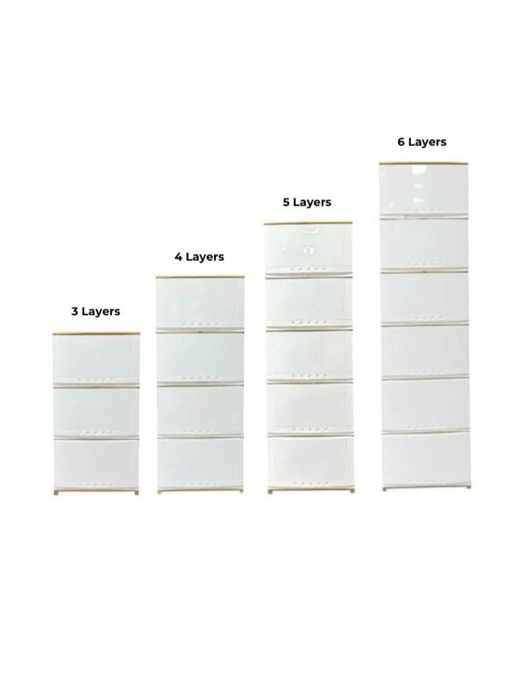 Faller 6-Layer Storage Drawer Cabinet White/Beige42x124x34 cm - Image 4