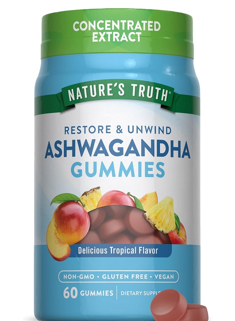 Trace Minerals Ashwagandha Gummies, Delicious Tropical, 60 Gummies - Image 1