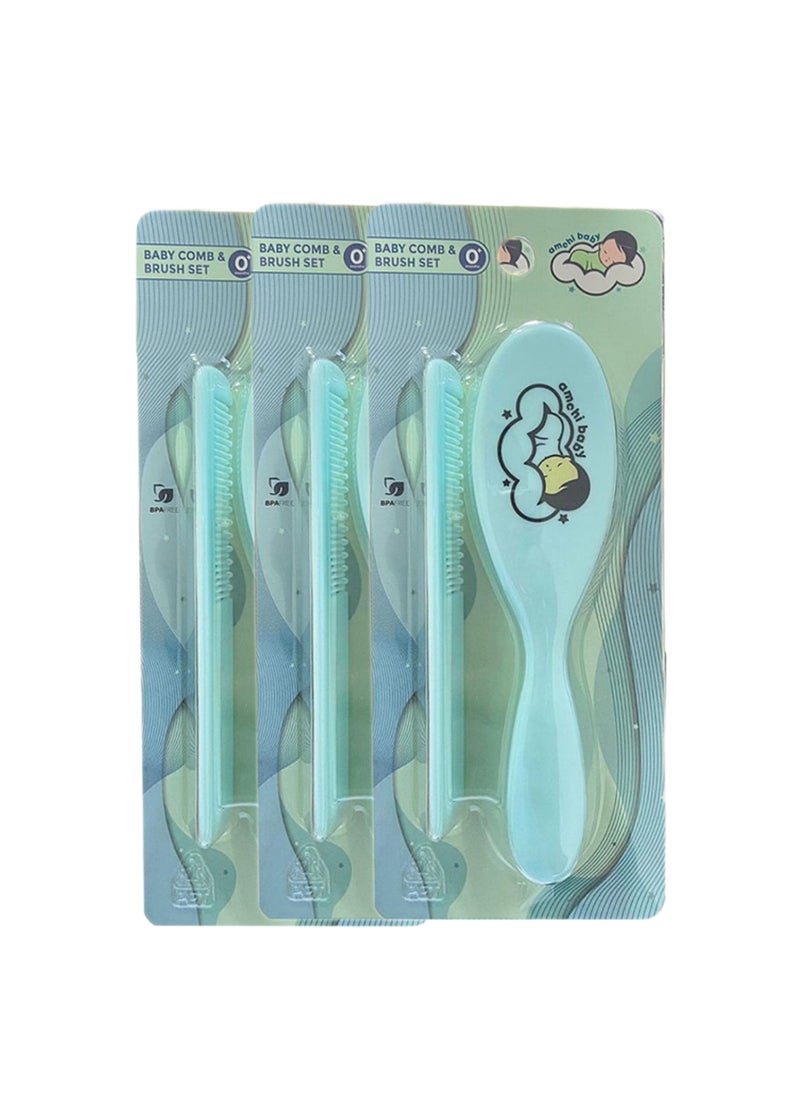 amchi baby Baby Comb and Brush Set Pack of 3  - Image 1