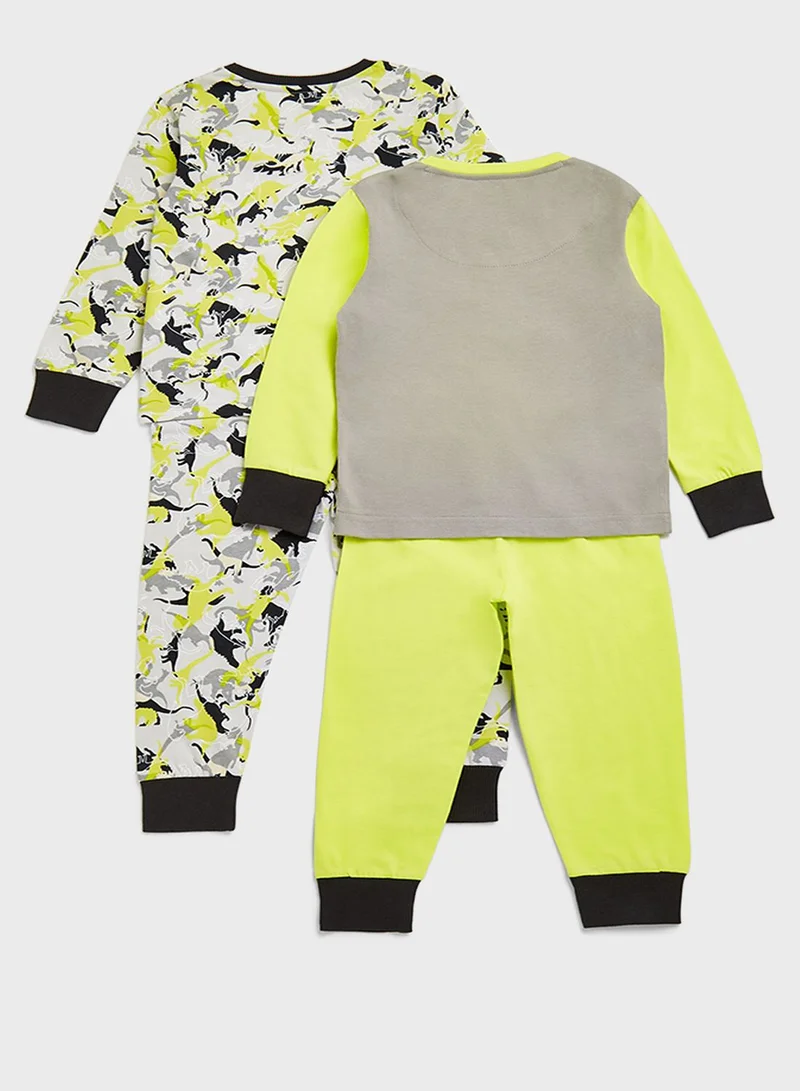 مذركير Kids 2 Pack Dino Print Sweatshirt & Sweatpants Set